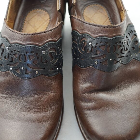 Ariat Brown Leather Western Slip-On Clogs Mules Size 7.5B - Picture 2 of 10